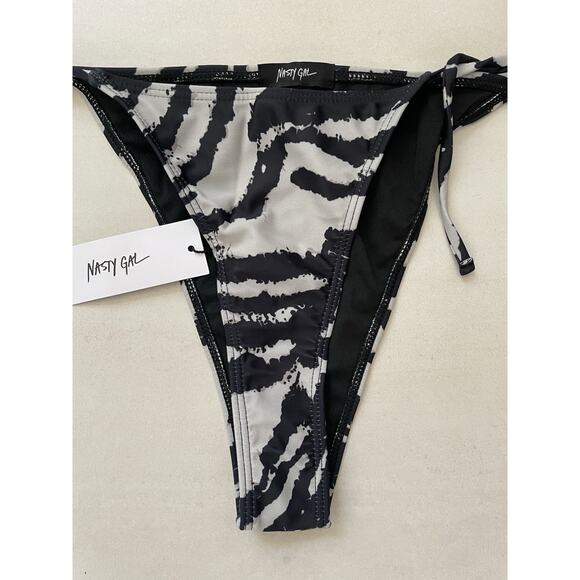 Nasty Gal Swim String Bikini Bottom Zebra Print Swimwear - Picture 2 of 10